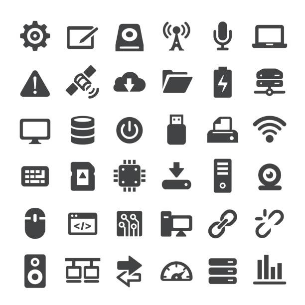 Computers and Technology Icons - Big Series Computers and Technology Icons computer part stock illustrations