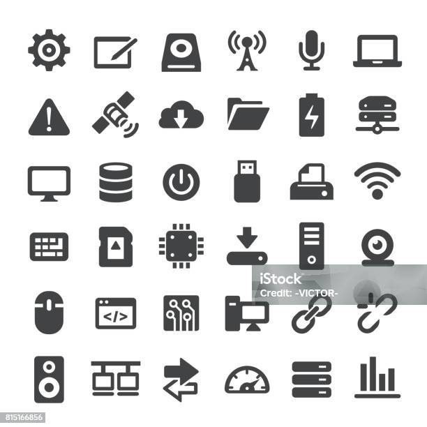 Computers And Technology Icons Big Series Stock Illustration - Download Image Now - Icon Symbol, Technology, Network Server