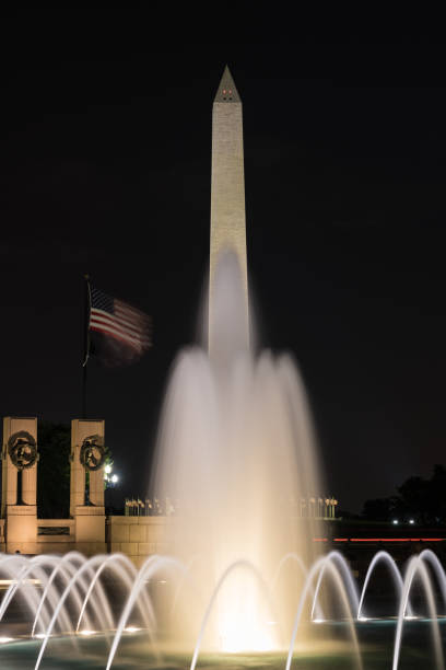 istock Fountains at World War Two memorial with monument 815181360