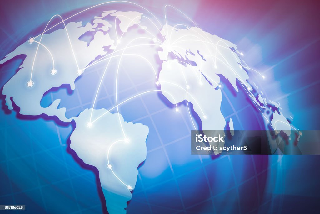 Globalization in the world. Concept of global internet connection. Globalization in the world. Blue Stock Photo