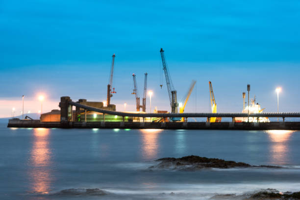 Night view of the port of Antofagasta in northern Chile