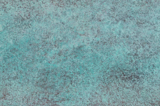 Green patina of copper structure stock photo