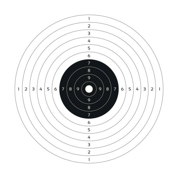 пустой вектор пушки цели, бумага съемки цели, пустой шаблон для печати - target shooting stock illustrations