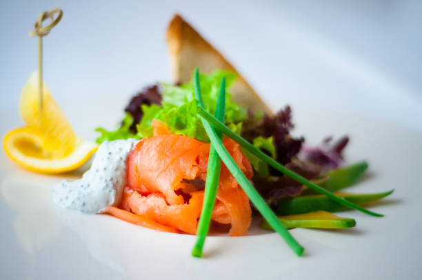 istock Smoked salmon with bread and cream cheese. 815208950