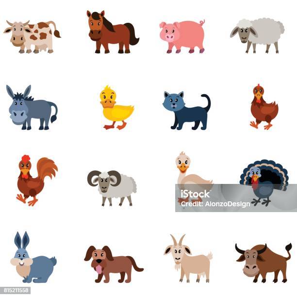Domestic Animal Characters Stock Illustration - Download Image Now - Animal Themes, Animal, Livestock