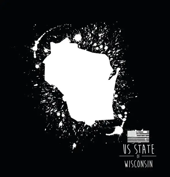 Vector illustration of Wisconsin State Ink Splat Grunge - Illustration