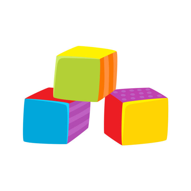 würfel spielzeug flache vektorgrafik isoliert - cube baby child block stock-grafiken, -clipart, -cartoons und -symbole