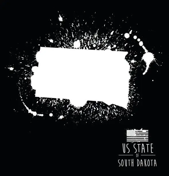 Vector illustration of South Dakota State Ink Splat Grunge - Illustration