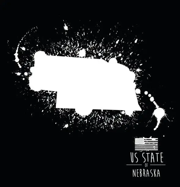 Vector illustration of Nebraska State Ink Splat Grunge - Illustration