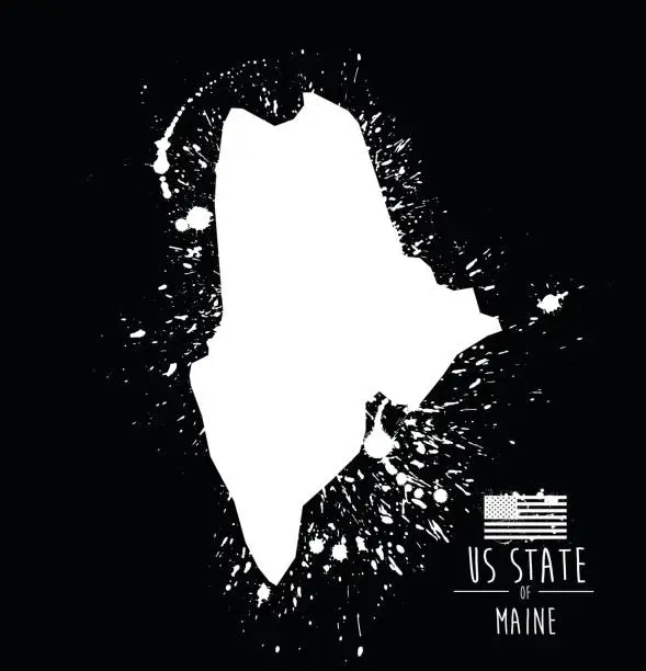 Vector illustration of Maine State Ink Splat Grunge - Illustration