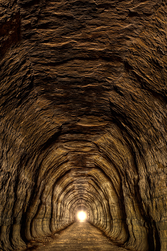 Very long exposure photograph of the Elroy-Sparta Bike Trail tunnel in Wisconsin.