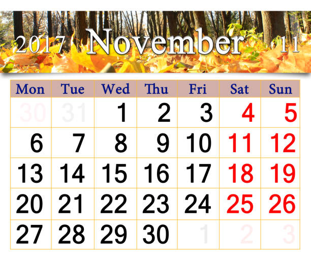 istock calendar for November 2017 with yellow leaves 815229400