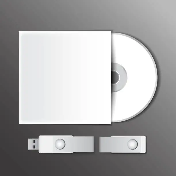 Vector illustration of DVD and USB flash drive