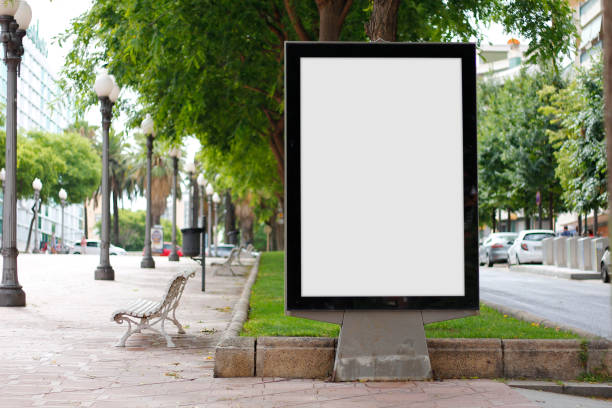 Blank billboard mock up Blank billboard mock up in a park publicity event stock pictures, royalty-free photos & images