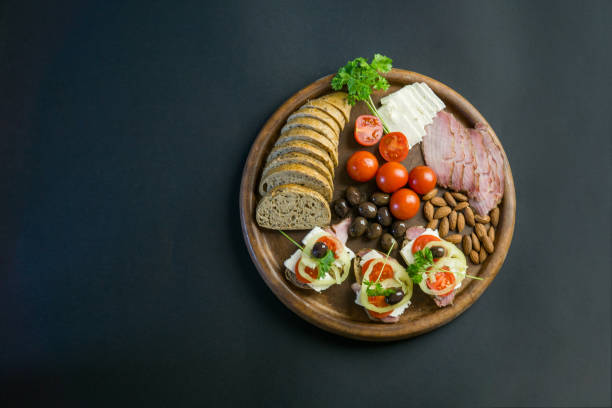 istock bruschetti on the wooden plate 815240258
