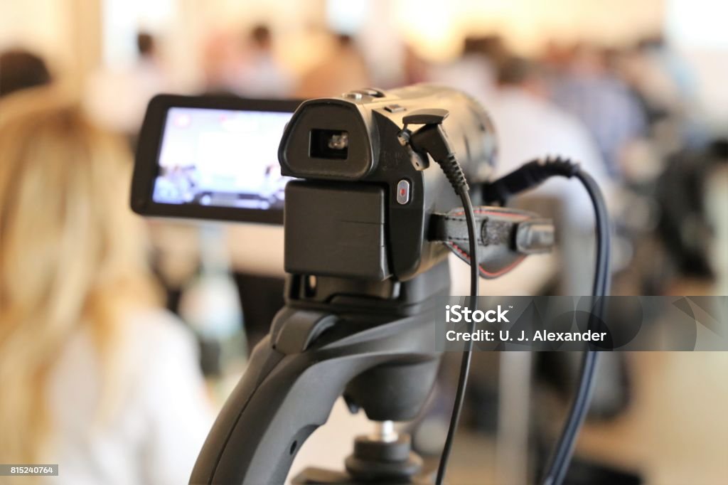 Camcorder, tv camera Camcorder, tv camera (close up) Filming Stock Photo