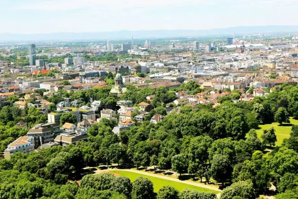 The City of Mannheim, Baden-Wurttemberg, Germany (aerial view)