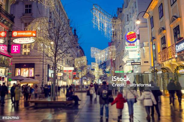 Graben The Main Shopping Street In Vienna At Christmas Stock Photo - Download Image Now