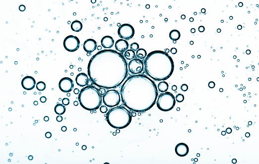 Macro photography of multiple bubbles