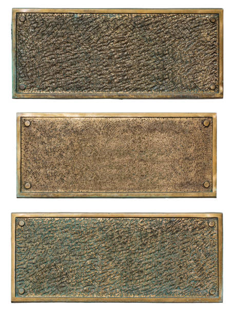Old plate Old metal plates isolated on white. Blank bronze plaques bronze plaque texture stock pictures, royalty-free photos & images