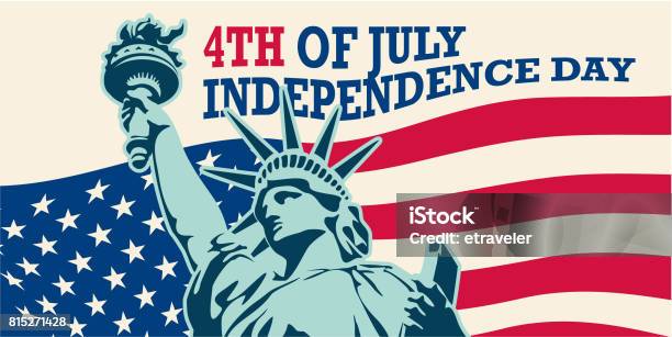 Usa Statua Wolności 4 Lipca - Stockowe grafiki wektorowe i więcej obrazów Statua Wolności - Statua Wolności, Dzień Niepodległości, 4-go lipca