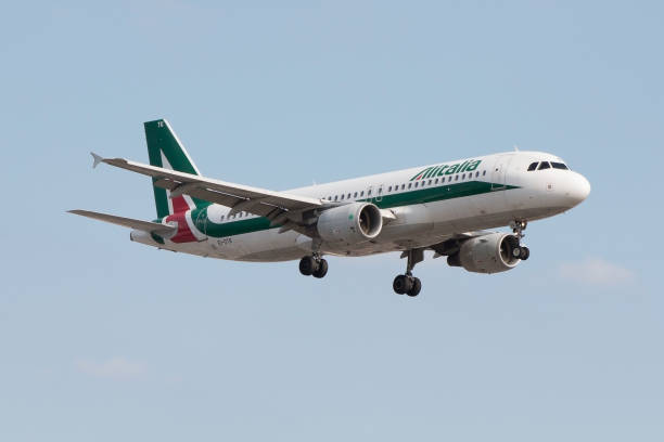 London: Plane Airbus A320 Alitalia Airlines landing at London Heathrow Airport