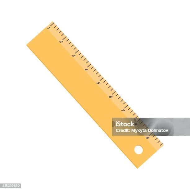 Yellow Ruler Icon Flat Isolated On White Background Stock Illustration - Download Image Now