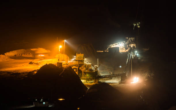 istock Part of a pit with big mining truck working 815344386