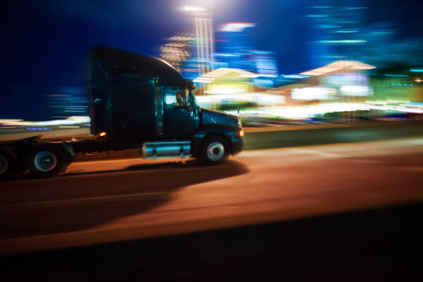 istock Semi-truck at night 815352794