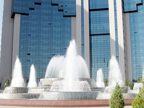 The fountains of Yunusabad square in the city of Tashkent, the capital of Uzbekistan