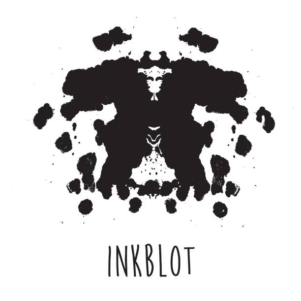 Inkblot - Illustration A vector illustration of a inkblot test card. Also known as a Rorschach test card. Great for adding a grunge texture to any design pareidolia stock illustrations