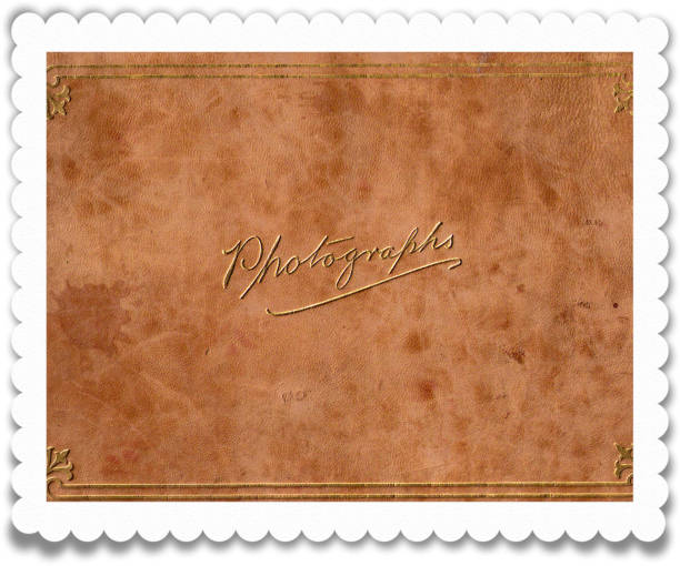 istock Old leather photograph album with border 815390624