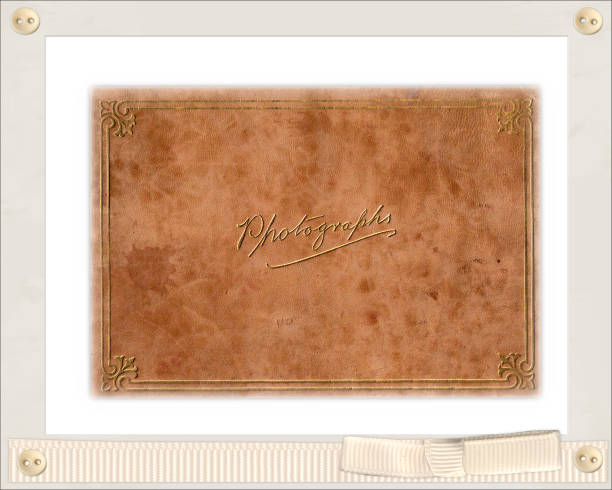istock Old leather photograph album with border 815390818