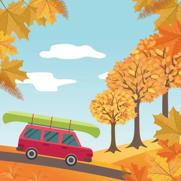 Vector illustration of Camping vacation Backgrounds With Lots of Elements