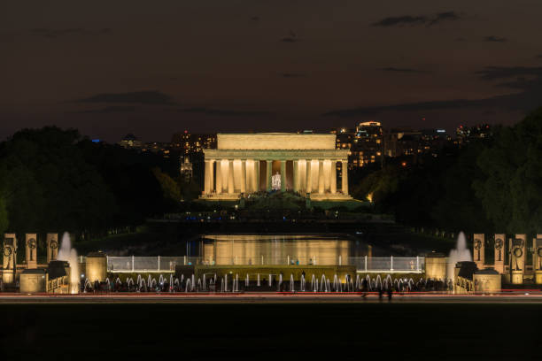 istock Lincoln Memorial at night over World War Two memorial 815408760