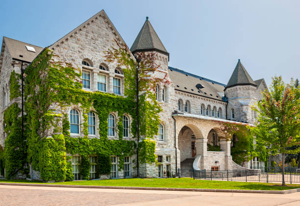 Queen's University Ontario Hall Ontario Hall building on campus of Queen's University in Kingston, Canada. romanesque stock pictures, royalty-free photos & images