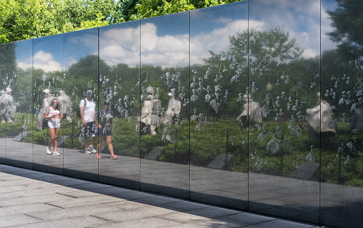 WASHINGTON, DC – JULY 8: The Korean War Veterans Memorial on 8 July 2017 in Washington DC. The memorial was dedicated on July 27, 1995.