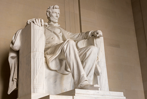 Statue of President Lincoln in Lincoln Memorial in Washington DC - no property release needed