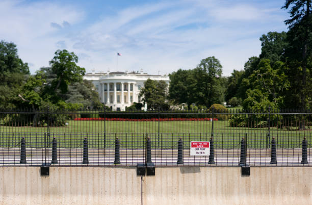 istock White House with expanded security cordon and focus on Restricted sign 815414602