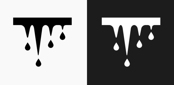 Melting Icicles Icon on Black and White Vector Backgrounds Melting Icicles Icon on Black and White Vector Backgrounds. This vector illustration includes two variations of the icon one in black on a light background on the left and another version in white on a dark background positioned on the right. The vector icon is simple yet elegant and can be used in a variety of ways including website or mobile application icon. This royalty free image is 100% vector based and all design elements can be scaled to any size. icicles melting stock illustrations