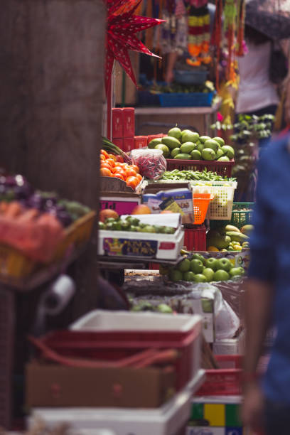 Little India, Singapore - December 25, 2015: Stall selling fruits and vegetables on a street in Little India, Singapore.