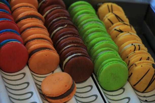 istock Colorful macarons in a shop 815455904