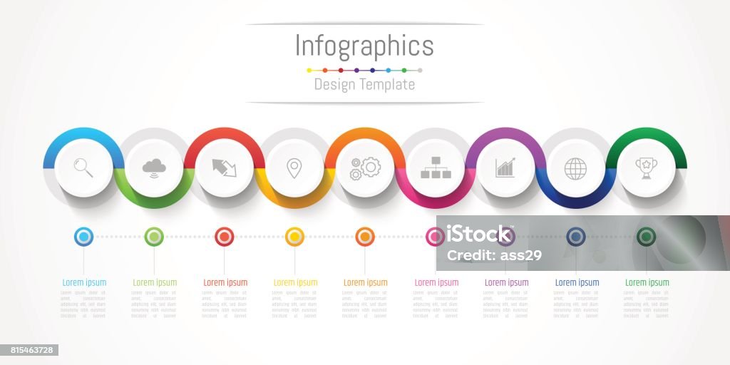 Infographic design elements for your business with 9 options, parts, steps or processes, Vector Illustration. 8-9 Years stock vector