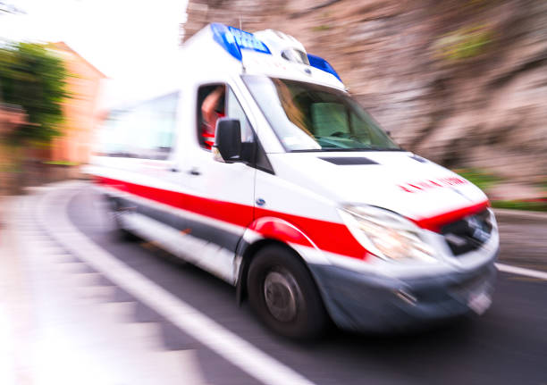 Motion blur ambulance in Italy
