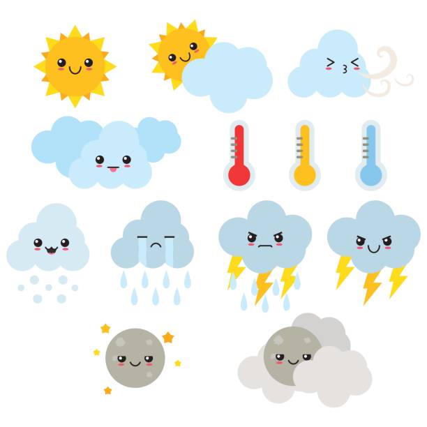 귀여운 날씨 컬렉션 - 월리스푸투나 제도 stock illustrations