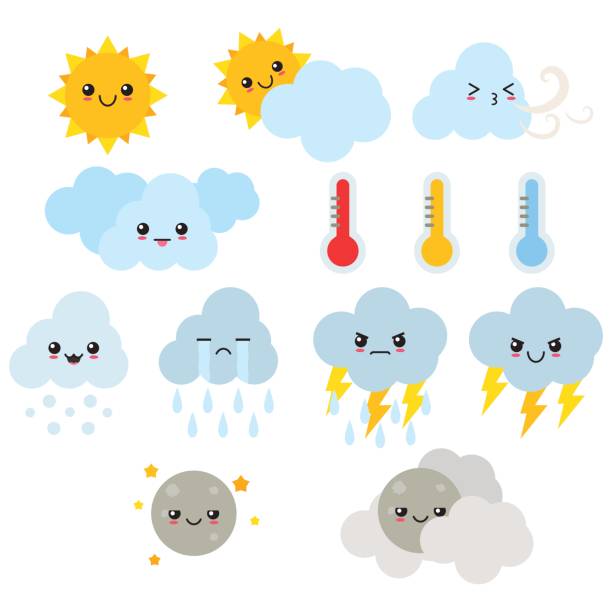 Cute Weather Collection Different types of weather icons wallis and futuna islands stock illustrations