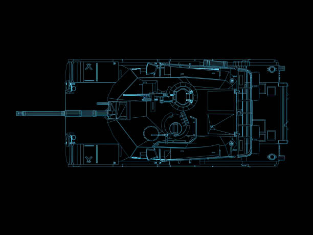 istock 3D Render futuristic Military battle tank wire frame top 815517058