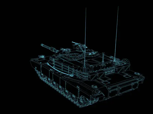 Futuristic battle tank shows modern warfare