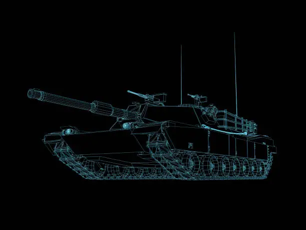 Futuristic battle tank shows modern warfare