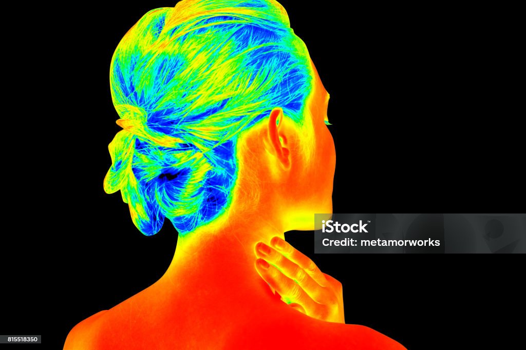 woman back shot like a thermography Thermal Image Stock Photo